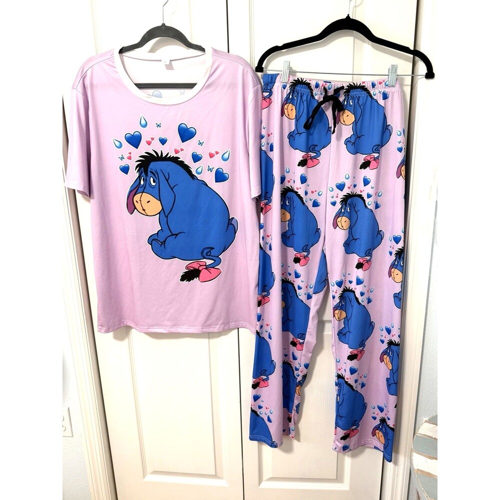 Women's 2 Piece Pajama Set Eeyore SIZE XL Lightweight Sleepwear